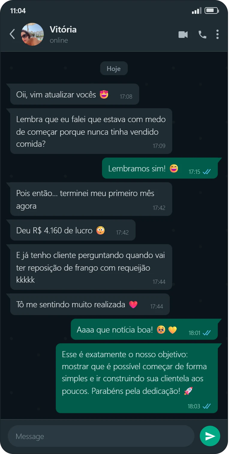 Print da conversa com Vitória.