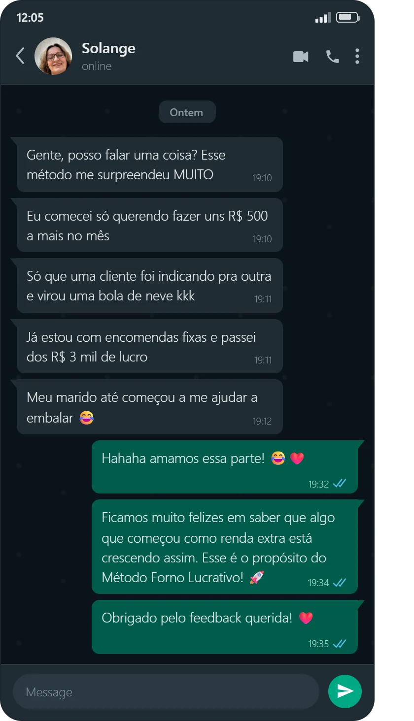 Print da conversa com Solange.